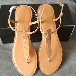 NWT J. Crew Factory Cork T-Strap Sandals